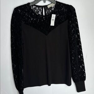 LOFT Black Velvet Lace Women's Blouse